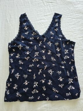 Superdry Navy Floral Lace-Trim Camisole